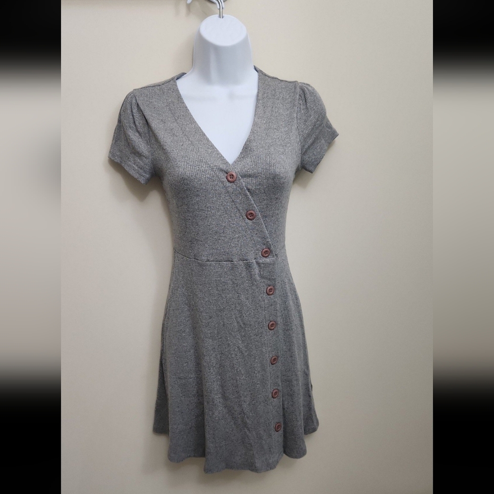 Gray Altard State Button Up Wrap Dress